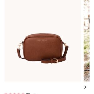 Poppy & Peonies Chestnut Brown Pebbled Leather Crossbody